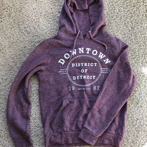 Purple detroit hoodie.